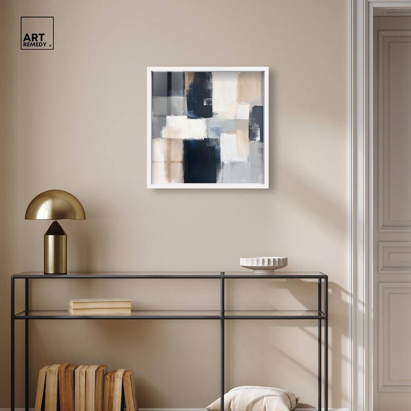 Blue and Tan Abstraction I Shadowbox by Art Remedy