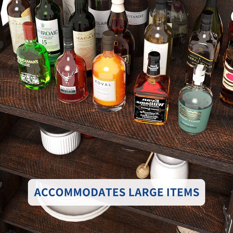 Bar Cabinet for Liquor and Glasses Dining Kitchen Cabinet with Wine Rack