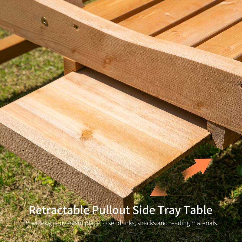 Outsunny Outdoor Chaise Lounge Pool Chair, Built-In Table, Reclining Backrest For Sun Tanning/Sunbathing, Rolling Wheels