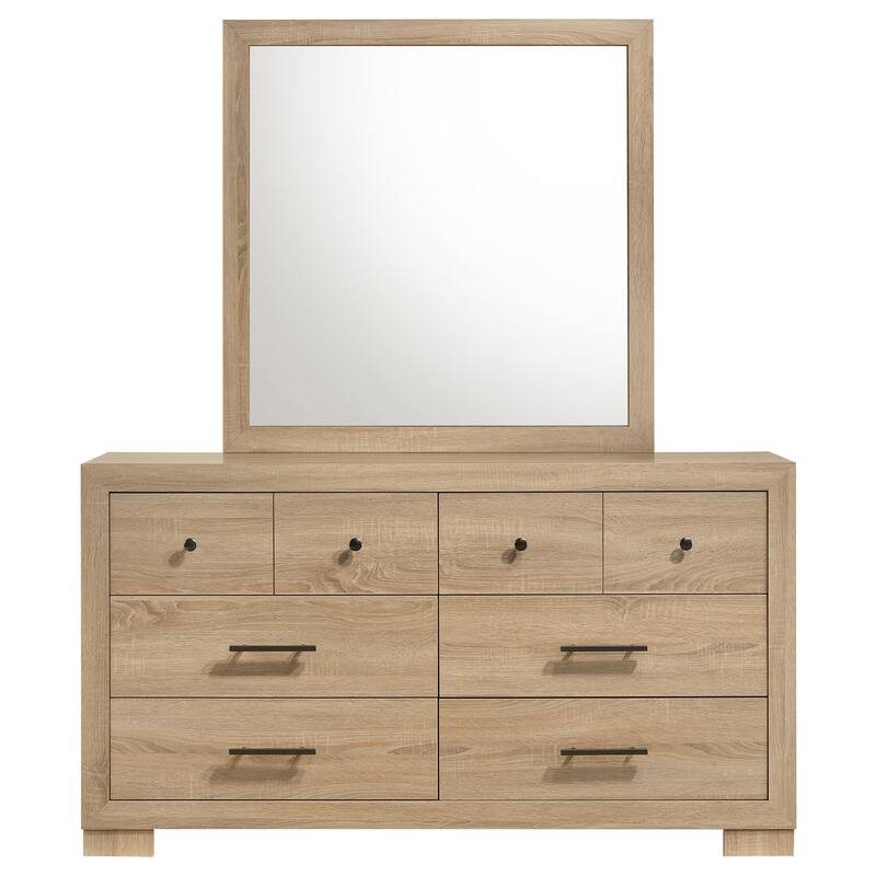 Arielle 6-drawer Bedroom Dresser with Mirror Light Oak