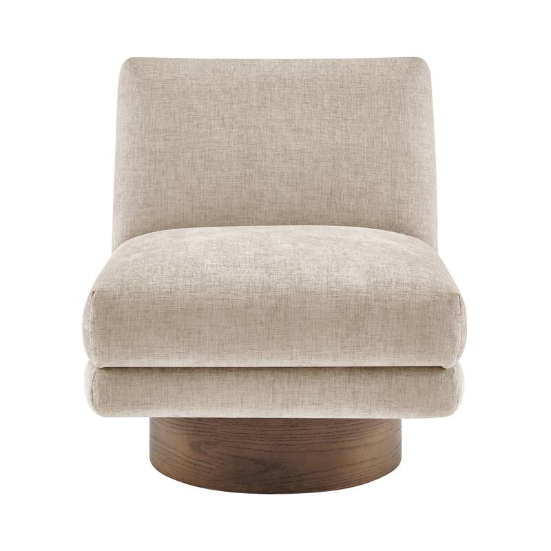 NPD Furniture Zenda Fabric Swivel Accent Chair with Wooden Base