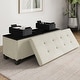 preview thumbnail 155 of 192, Empyrean Tuffted Folding Foot Rest Storage Ottoman Bench with Storage Bins 43 Inch - Ivory Fabric