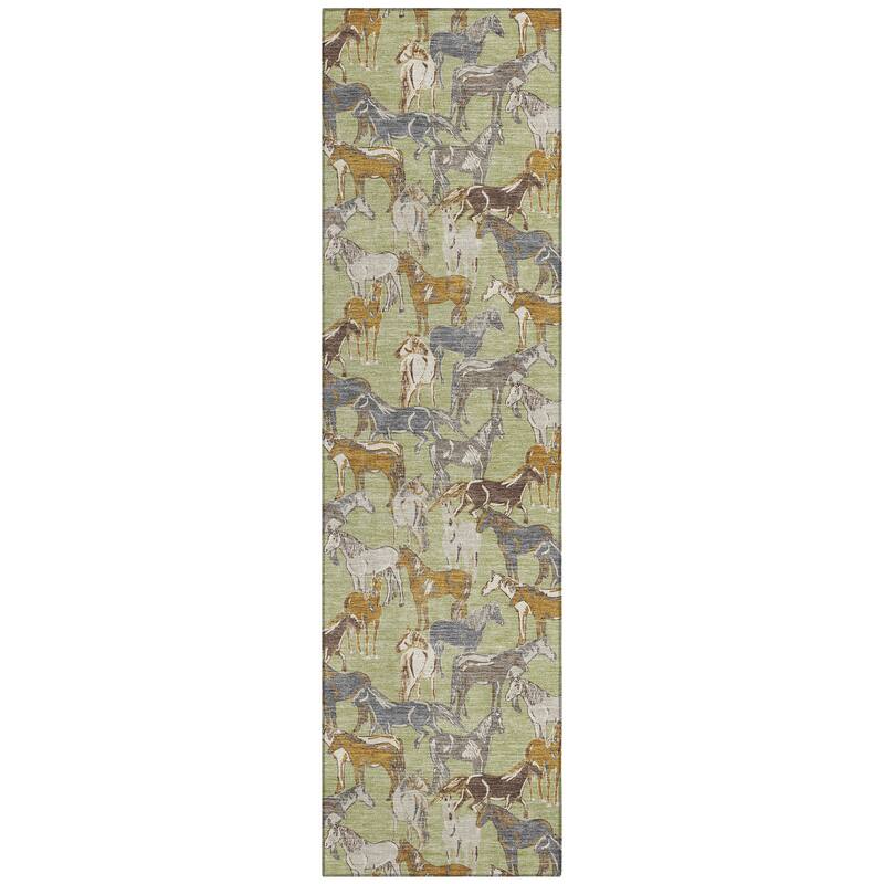 Machine Washable Indoor/ Outdoor Horse Herd Chantille Rug