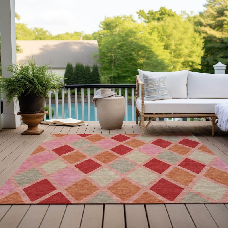 Machine Washable Indoor/ Outdoor Chantille Prism Diamond Rug