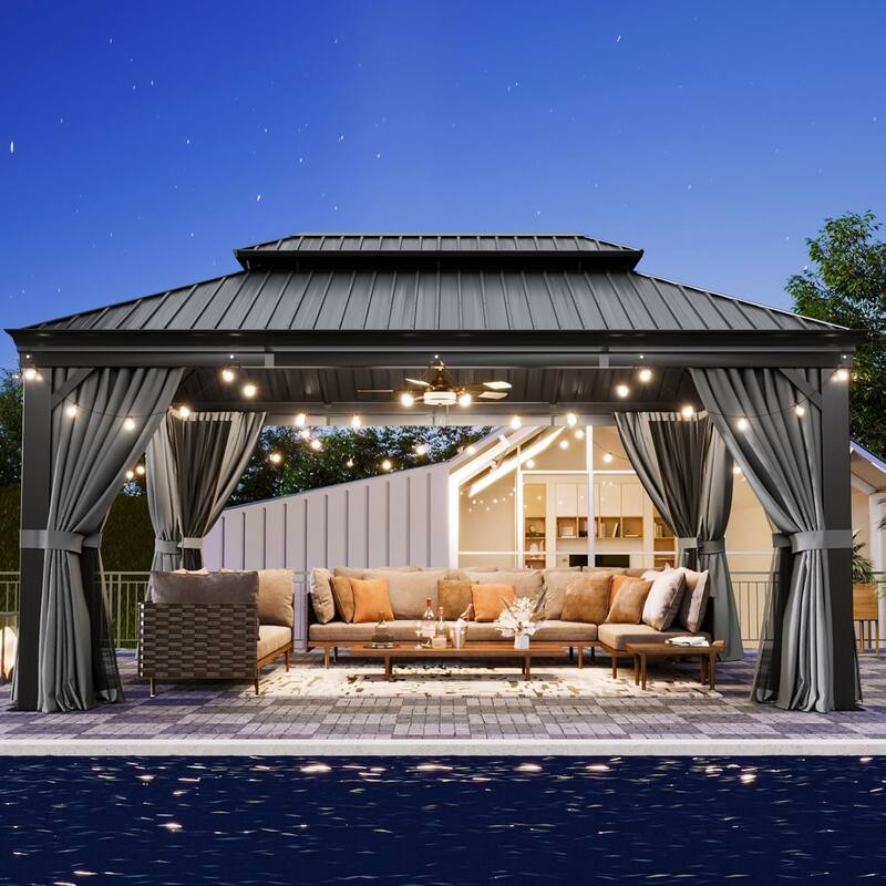 Hardtop Aluminum Gazebo, Outdoor Metal Frame Canopy Gazebo