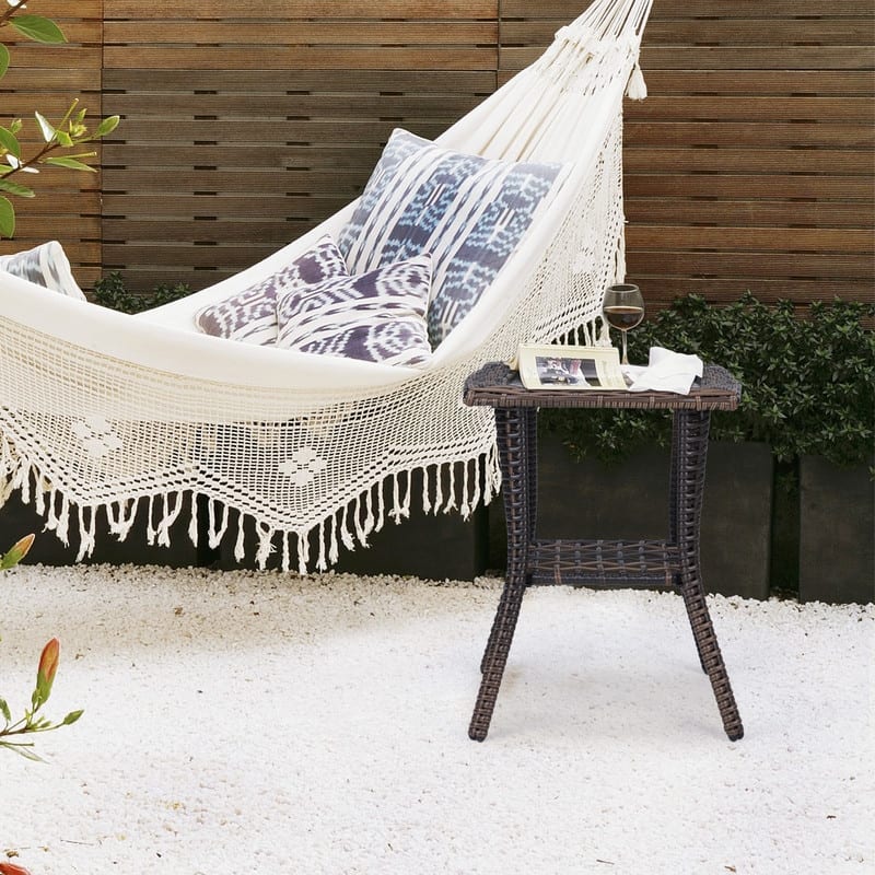 Patio 22 in. Wicker Side Table