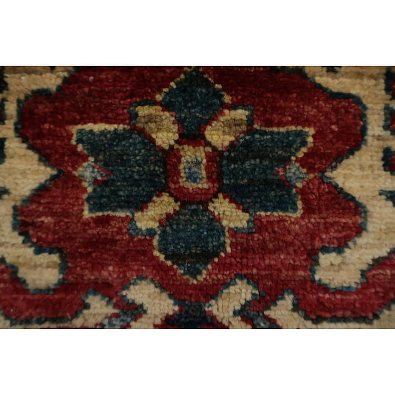 Hand Knotted Oriental 100% Wool Carpet Traditional Floral Red Kazak Area Rug - 10' 11'' X 7' 6''