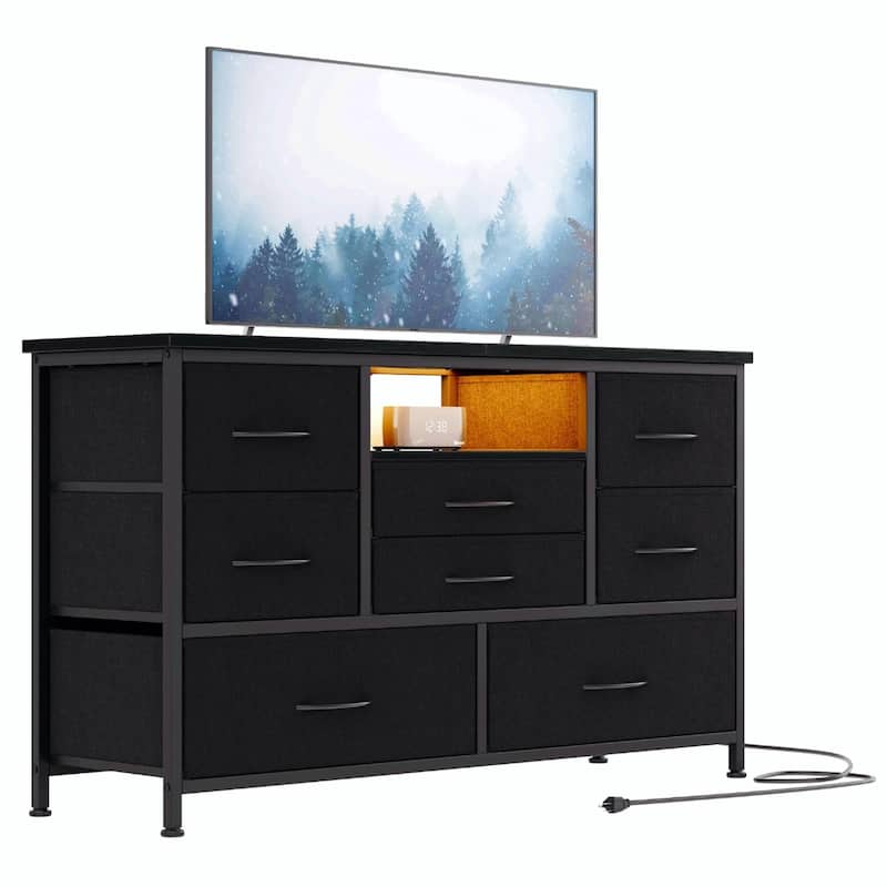8 Dresser TV Stand with Power Outlet - Black