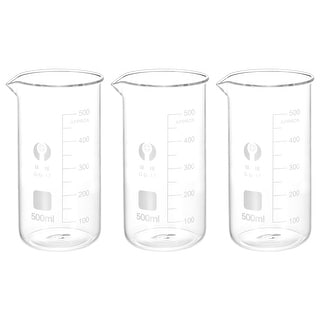 3Pcs 500ml Tall Form Glass Beaker, 3.3 Glass Graduated Measuring Cups ...