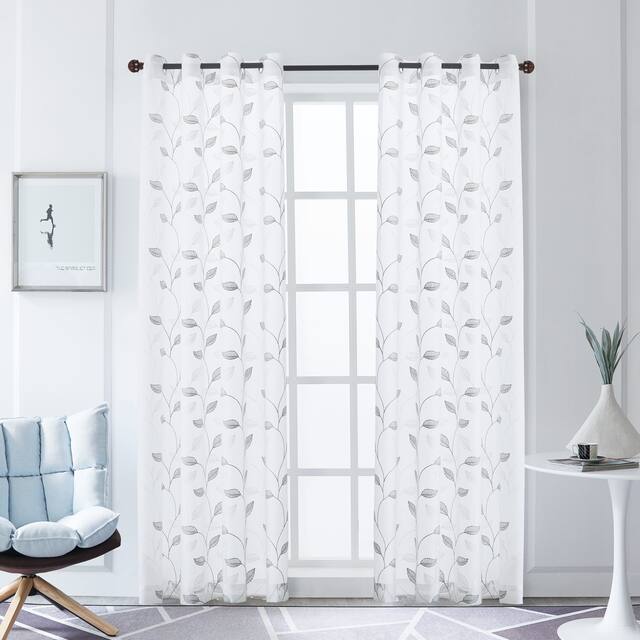 Lyndale Clarita Embroidered Sheer Curtain - 52 x 120 - Silver