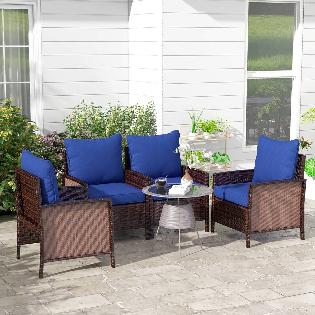 Outsunny 8-Piece Patio Chair Cushion and Back Pillow Set, Seat Replacement Patio, Cushions Set for Outdoor Garden Furniture