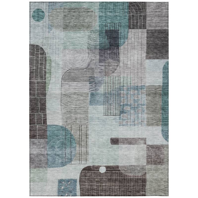 HomeRoots Abstract Transitional Rectangle Outdoor Rug