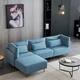 4-piece Sofa Sectional with Ottoman and Metal legs - Blue