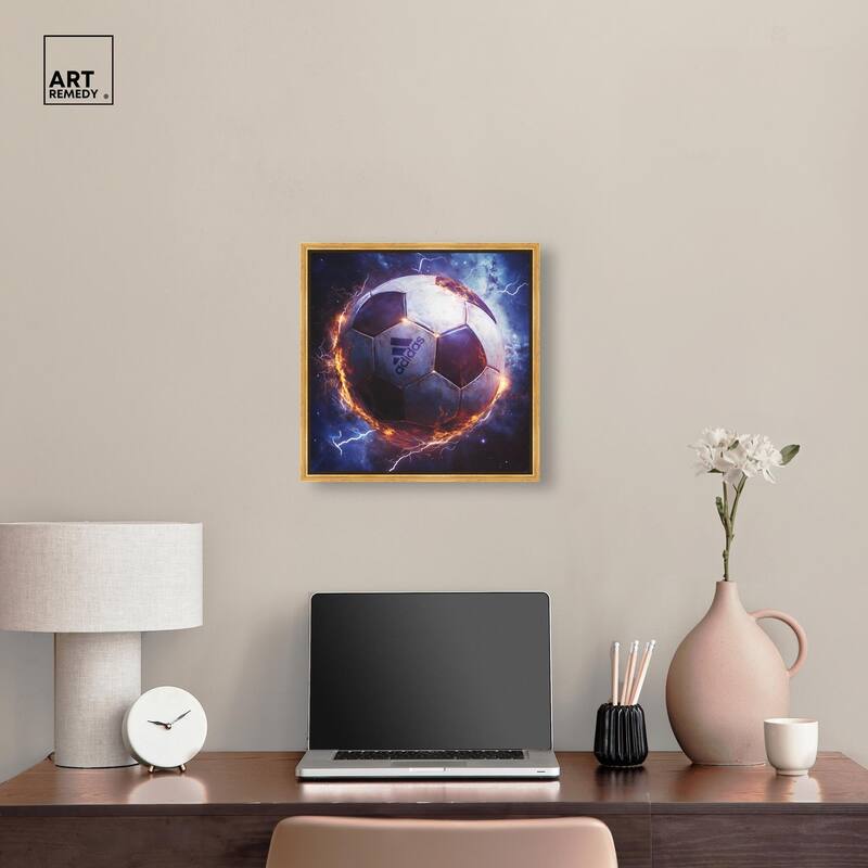 Electrify Soccer Ball Canvas by Art Remedy