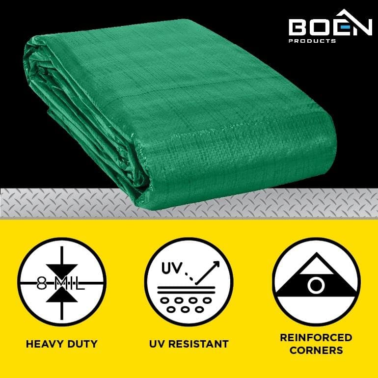 Boen 20 x 40 Green Medium-Duty Polyethylene Tarps