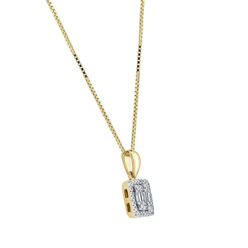 Auriya 1/3cttw Emerald Halo Diamond Necklace 14k Gold (H-I, I1-I2)