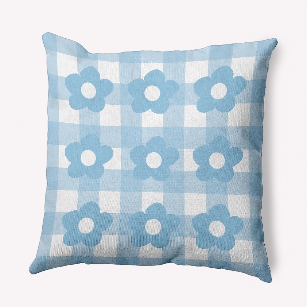 Flowers on Gingham Decorative Throw Pillow