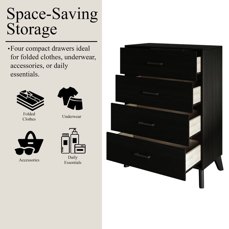 CraftPorch Classic Style 4-Drawers Wooden Chest