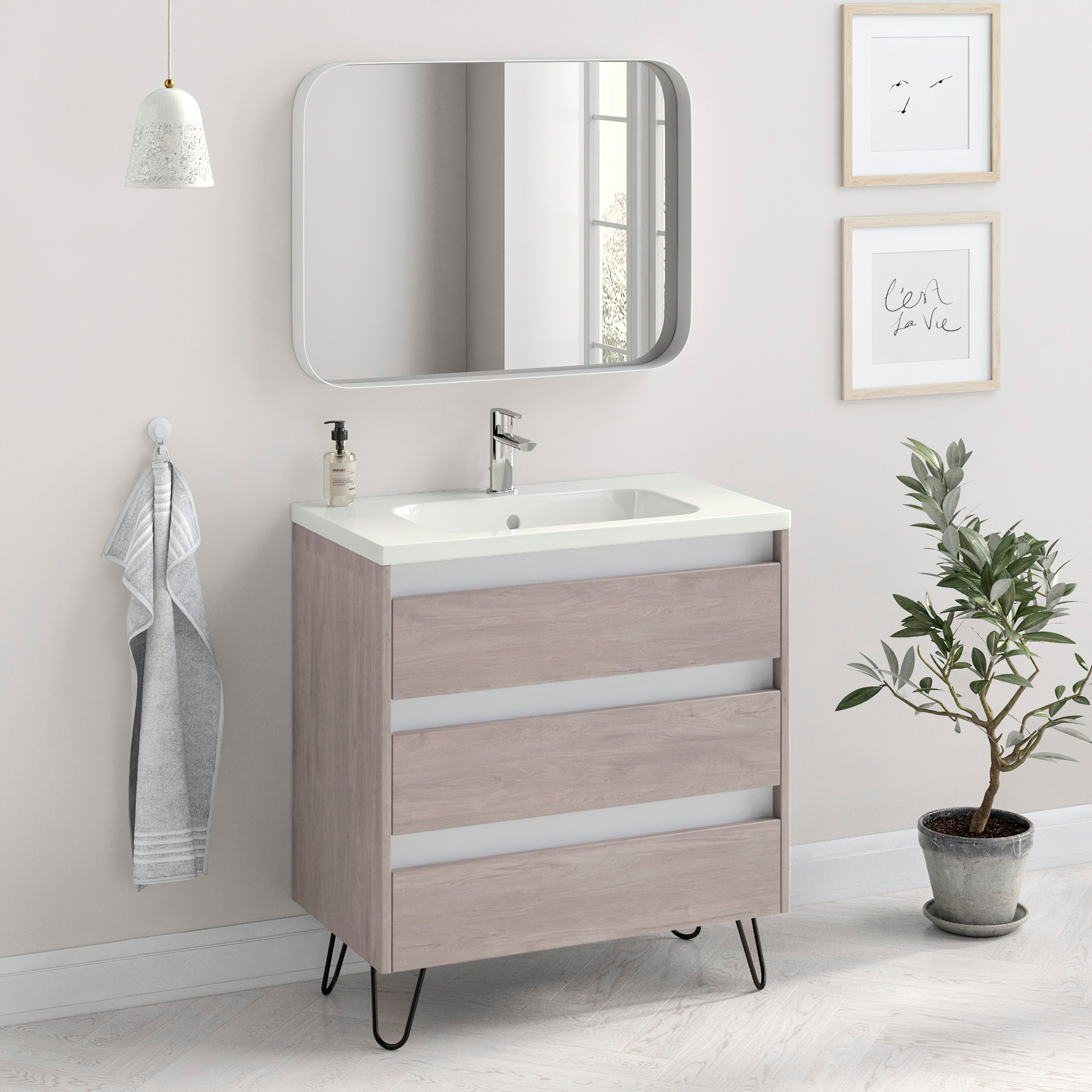 32 Bathroom Vanity Freestanding Cabinet Sink Legs Docce Fs W32 X H35 X D18 In Rhd Weathered Oak Overstock 32167313