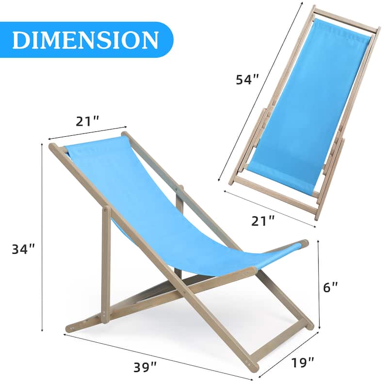 Outdoor Sling Patio Chair Set of 2 Adjustable Folding Lounge Chair