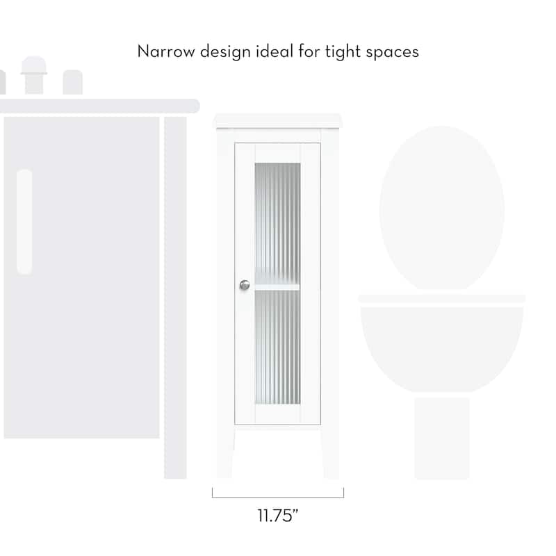 RiverRidge Prescott Single Door Narrow Bathroom and Laundry Storage Cabinet and Organizer with Adjustable Shelves - White