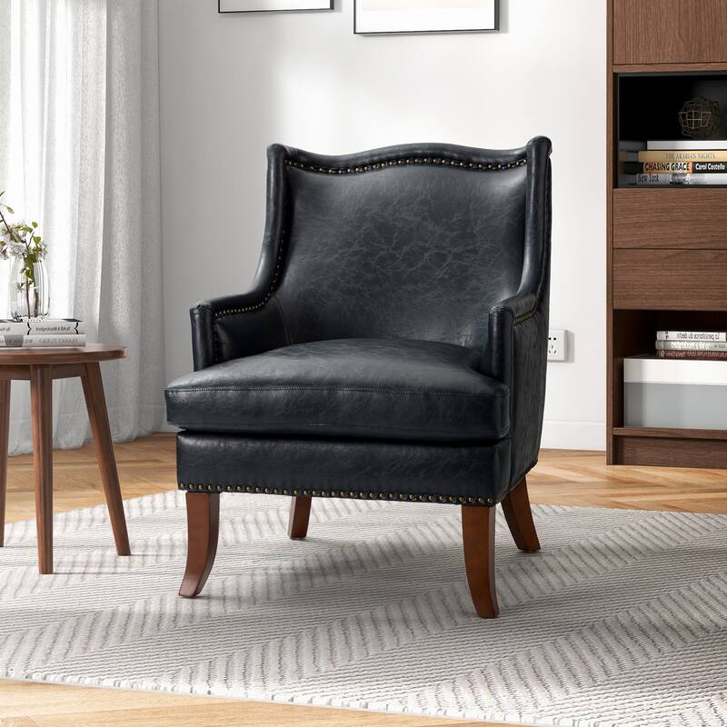 Konrad Comfy Living Room Vegan Leather Armchair by HULALA HOME