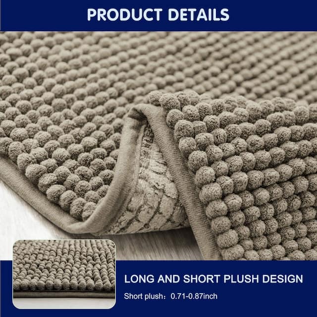 Subrtex Chenille Soft Rugs Super Water Absorbing Shower Mats