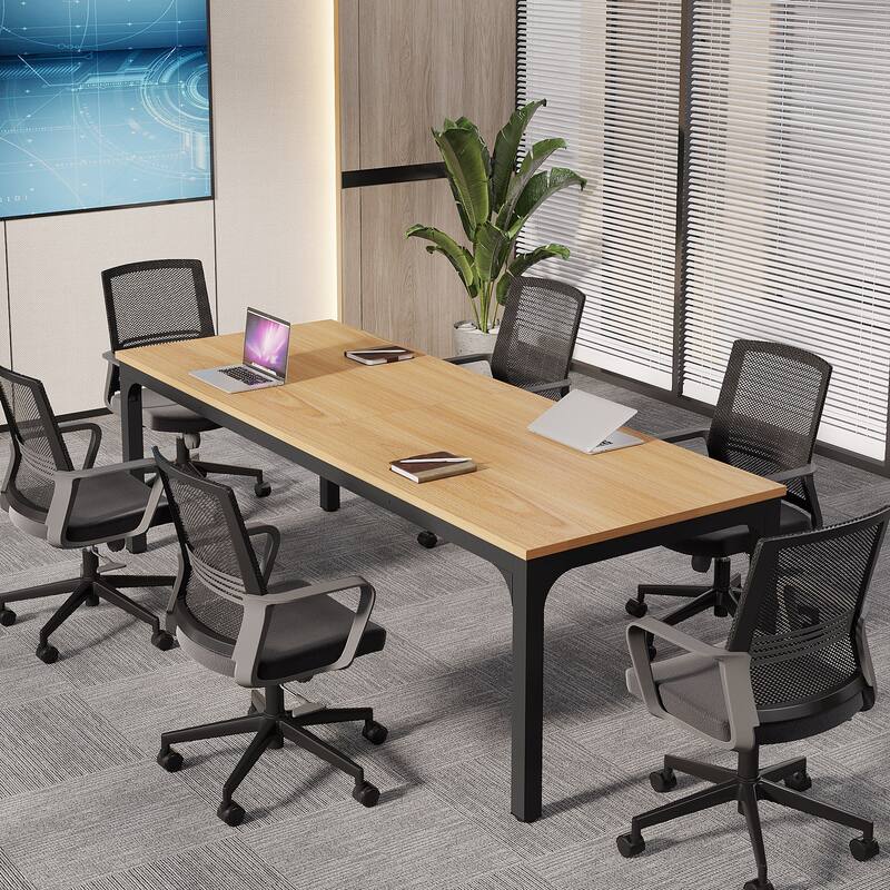 Rectangle 13FT Large Conference Table Set of 2, 78.74-Inch Meeting Seminar Table, Long Business Table