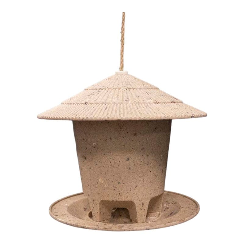 Earthy Sustainable Deluxe Outdoor Round Bird Feeders 8.6"Dia x 7.5"H - Tan