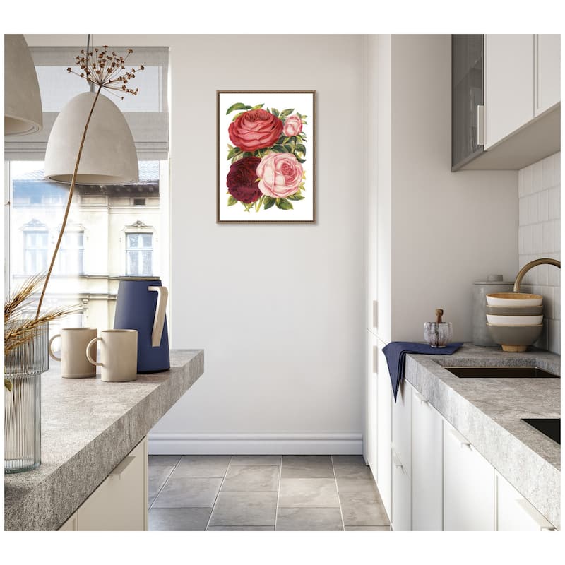 Kate and Laurel Sylvie Victorian Flowers Framed Canvas by The Creative Bunch Studio
