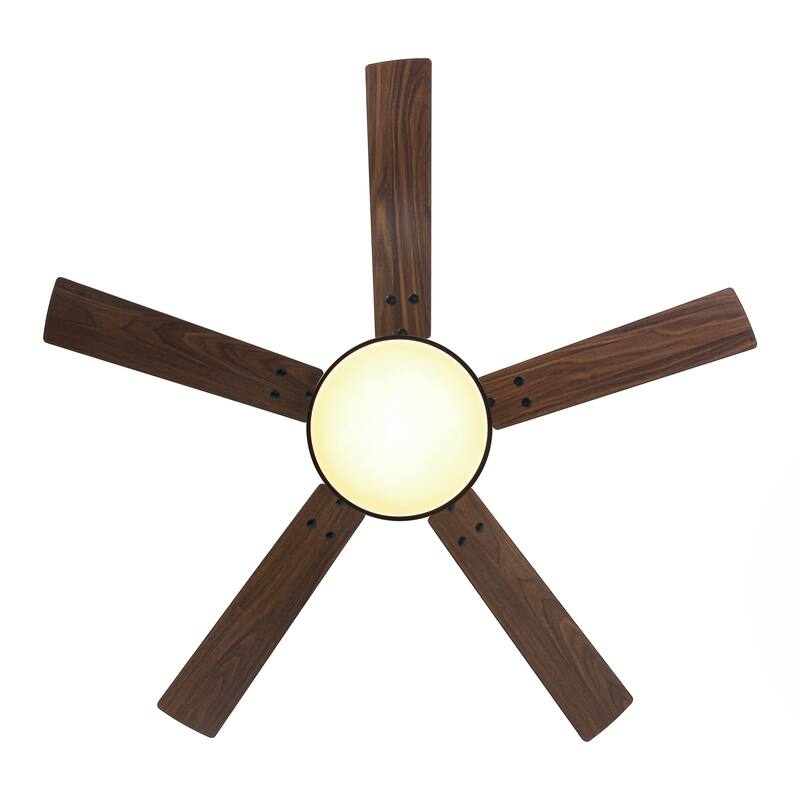 52" Black Reversible 5-Blade Intergrated LED Ceiling Fan with Light and Remote