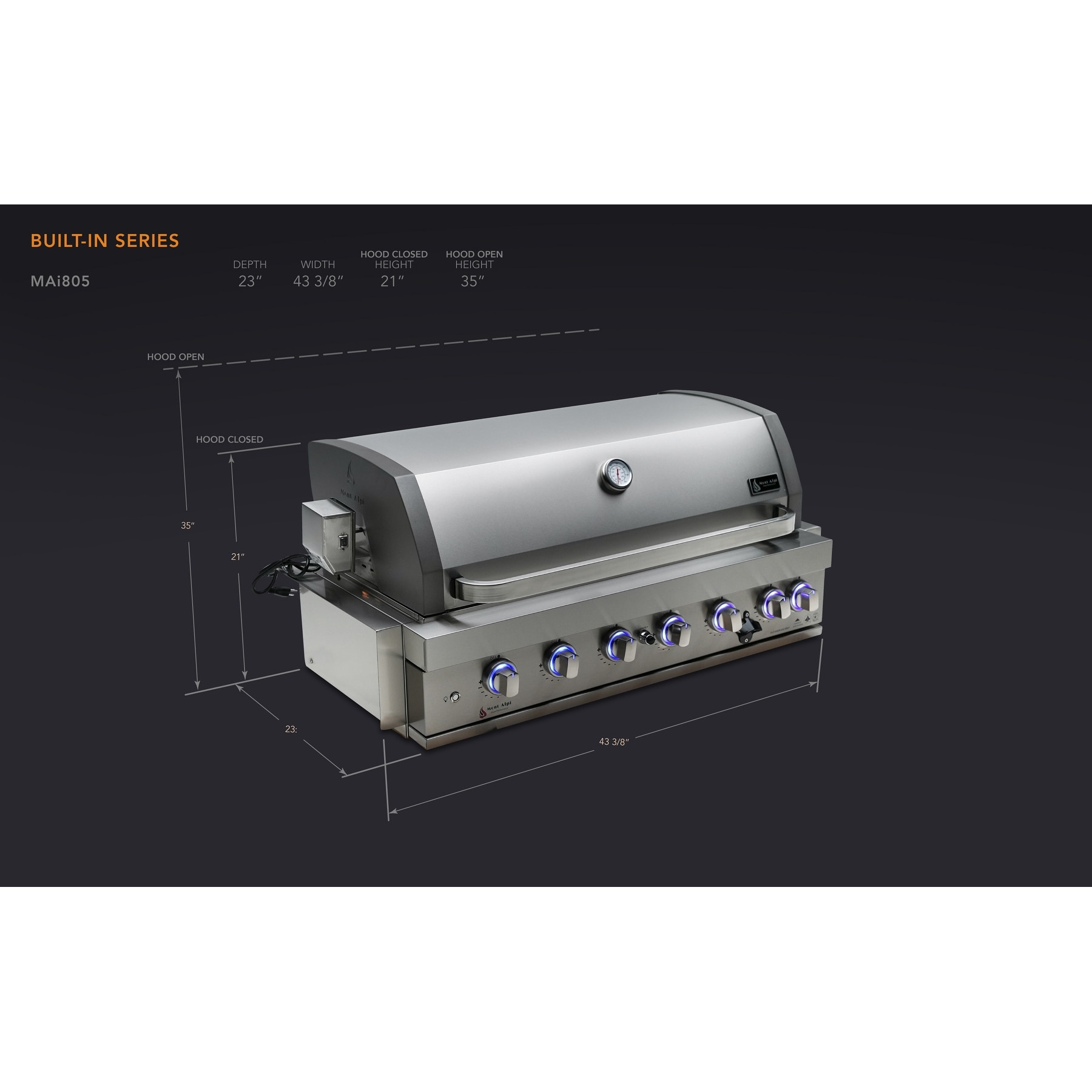 Mont Alpi MABi805-COMBO Built-in Grill - Thumbnail 2