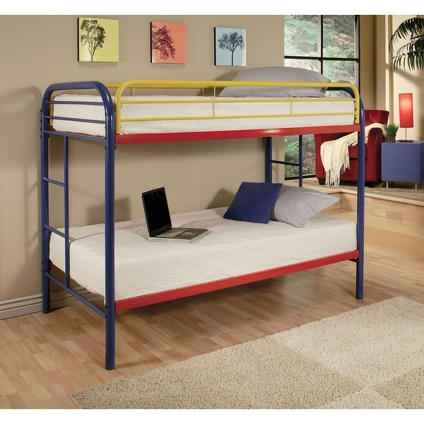 slide 2 of 8, Zander Twin/Twin Bunk Bed with Built-in Ladders Rainbow