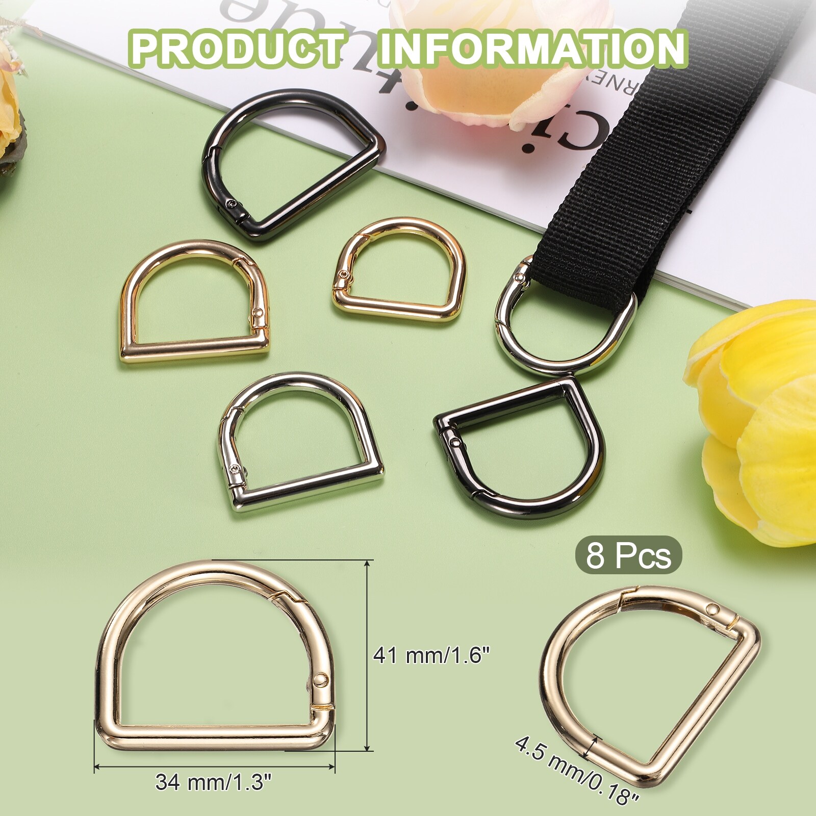 D Ring Spring Key Hooks Metal Keyring Clip Buckles