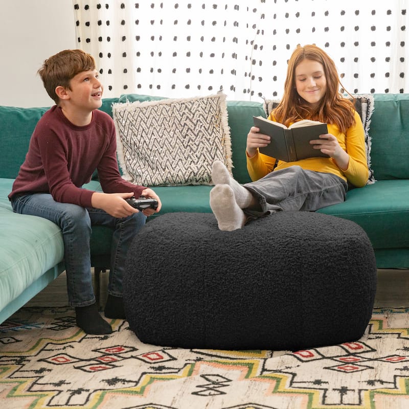Jaxx Ellis Pouf - Modern Shearling Faux-Lamb Plush Fleece Ottoman
