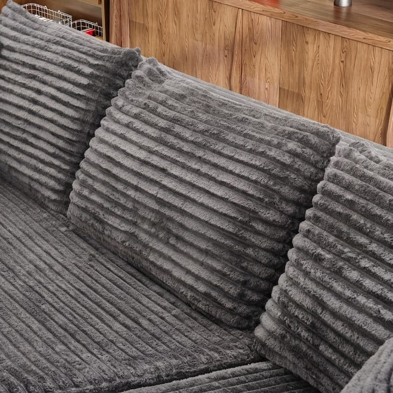 Black L-Shaped Compressed Foam Sofa – Ready-to-Use Sectional Couch with Chaise