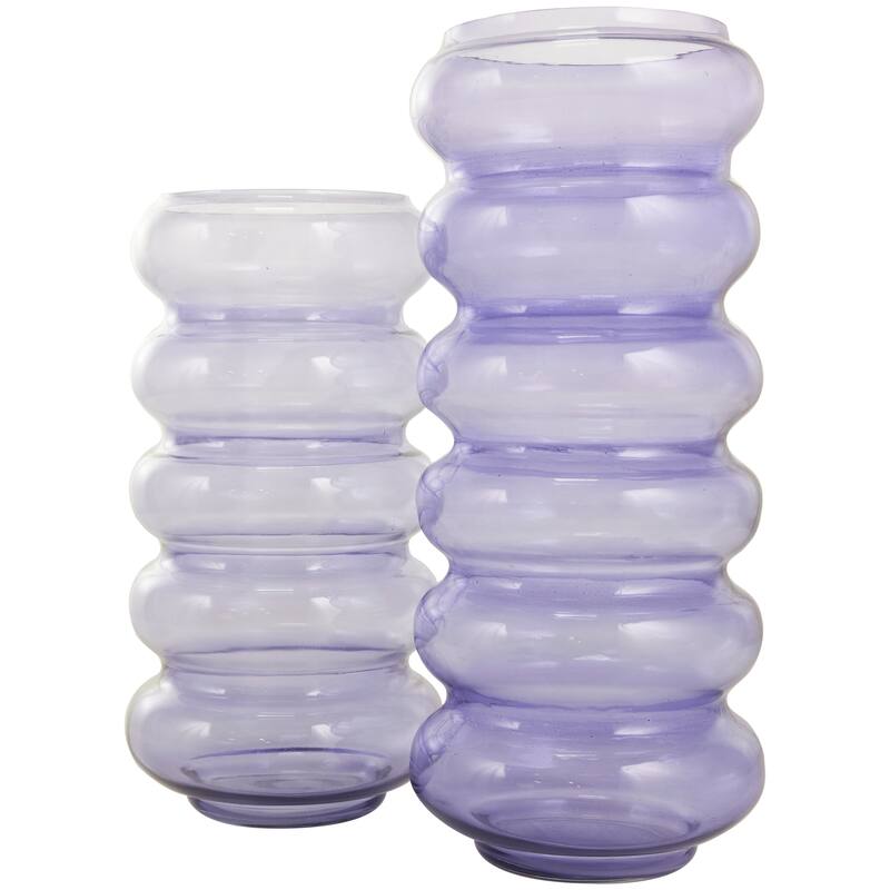 Purple Glass Bubble Decorative Vase (Set of 2)