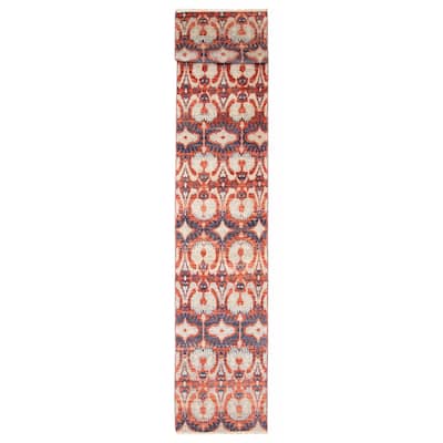ECARPETGALLERY Hand-knotted Mystique Red Wool Rug - 2'6 x 14'7