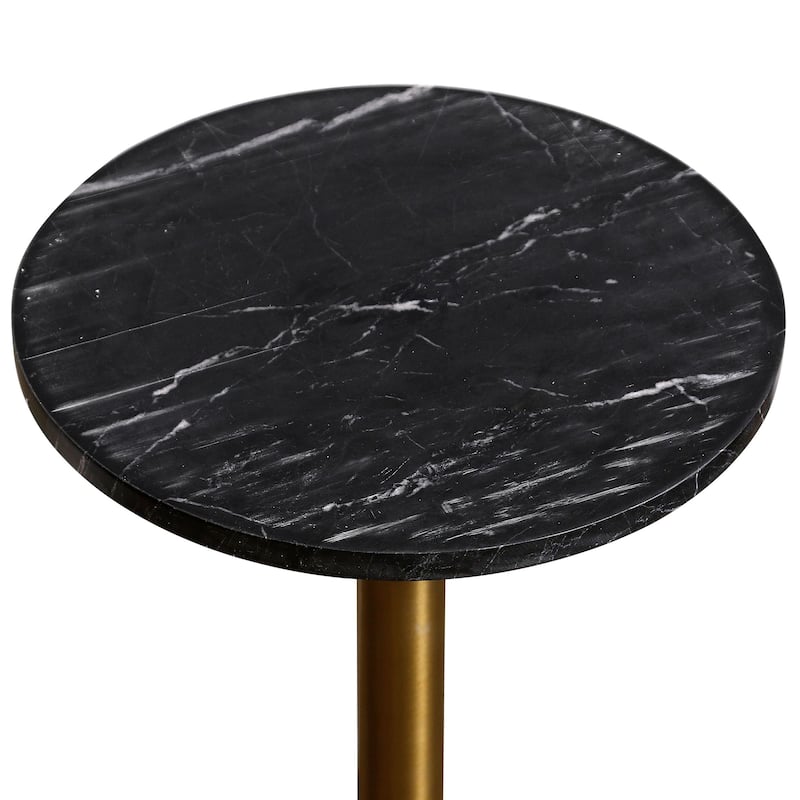Dann Foley Lifestyle - Drink Table with Black Base Brushed Bronze Metal and Black Marble Top