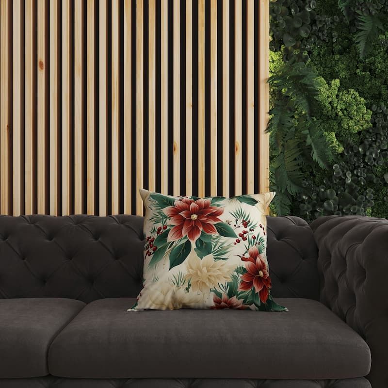 Red And Green Holiday Sparkle Indoor/Outdoor Throw Pillow Zipper