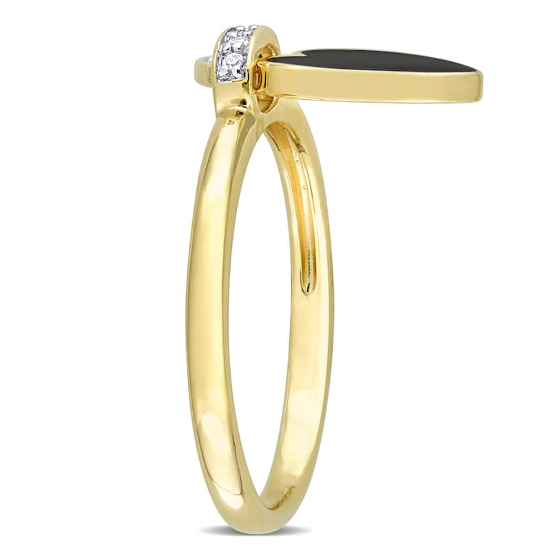 Miadora Created White Sapphire Diamond Accent Heart Enamel Ring in Yellow Plated Sterling Silver