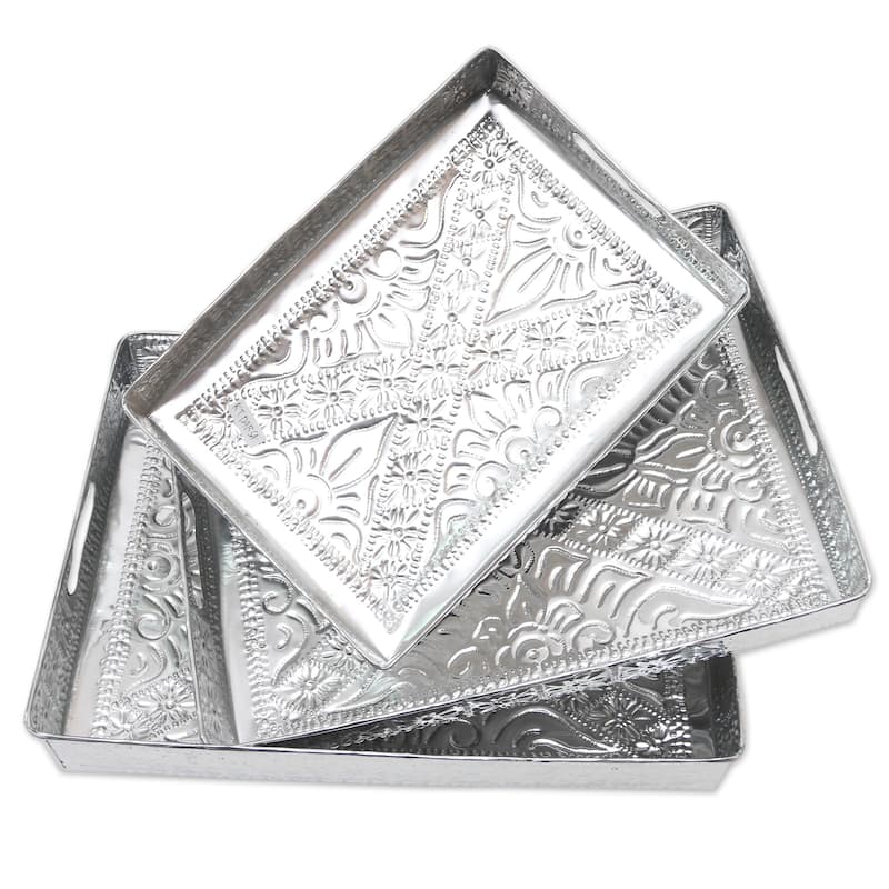 Novica Handmade Higher Love Decorative Aluminum Trays (Set Of 3)