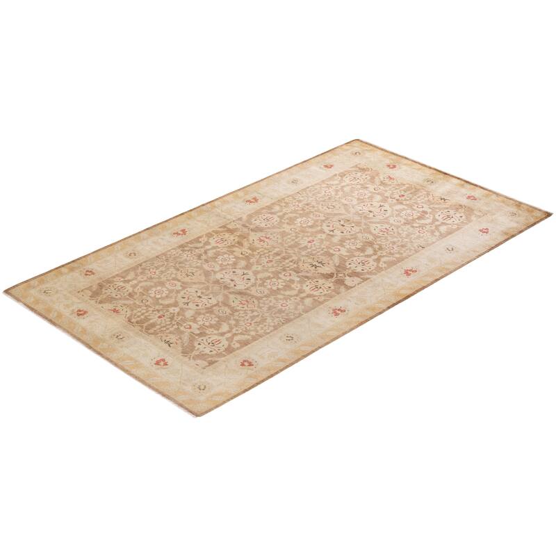 Overton Hand Knotted Wool Traditional Oriental Brown Area Rug - 5' x 8'