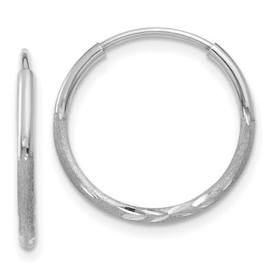 Curata 14k White Gold Sparkle Cut Endless Hoop Earrings - 14x14mm