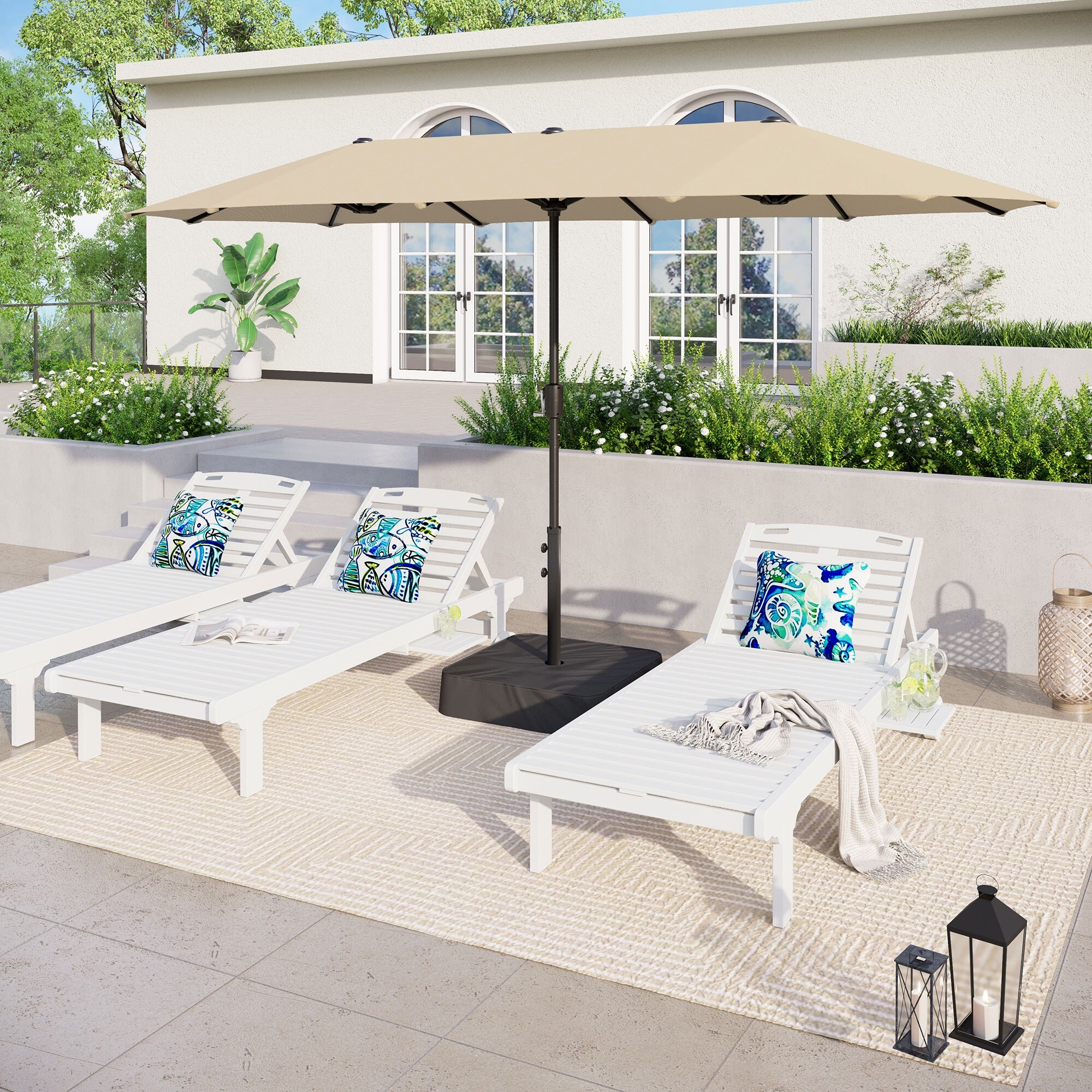 MAISON ARTS 13-Ft Twin Outdoor Market Crank with Double-Sided Design-image
