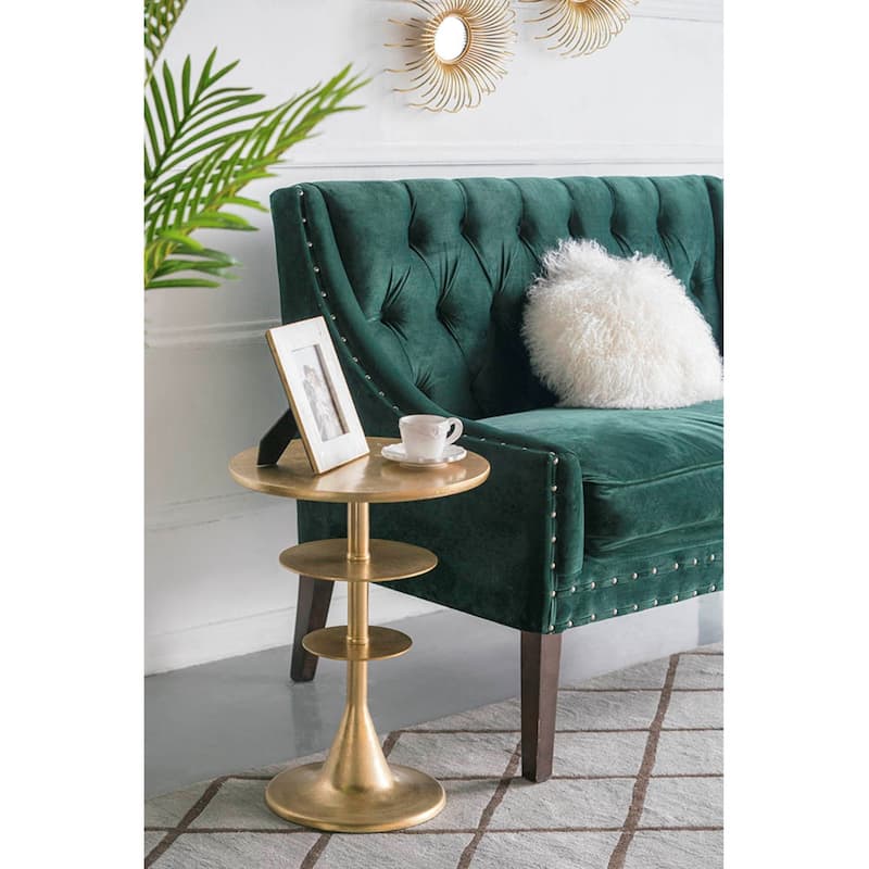 Tiered Aluminum Accent Table - 21.75" - Antique Brass Finish