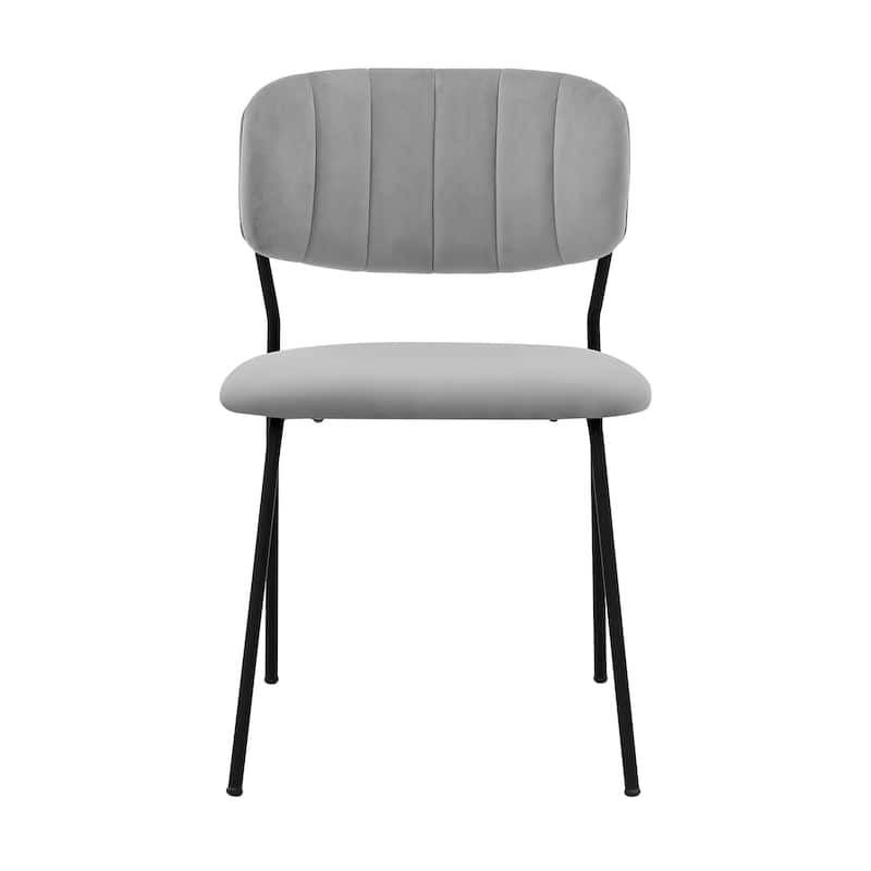Carlo Grey Velvet and Metal Dining Room Chairs - Set of 2