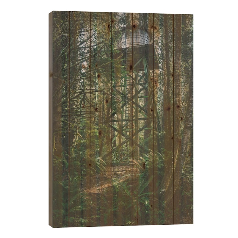 Bells Water Tower Print On Wood by Louis Ruth - Multi-Color - 26x18x1.5