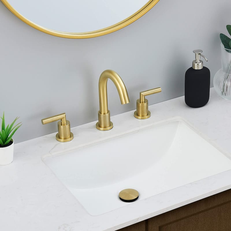 Bathroom Faucet 2 Handle 8 Inch Bathroom Sink Faucets Stainless Steel 3 Hole Widespread with Pop Up Drain and Water Supply Hoses
