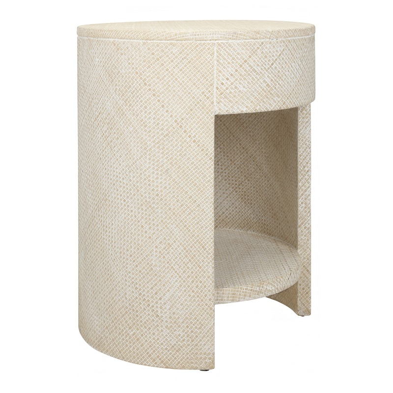 NPD Furniture Zivon Round Nightstand with 1 Drawer and Open Shelf